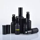 Cosmetic Parfum Custom Logo Cosmetic Lotion Serum Cream Serum Parfum Packaging Matt Black Glass Bottle With Spray