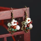 Earrings Wholesale Bohemian Ethnic Style Beaded Cute Earrings Retro Luxury Agate Pink Crystal Korean Earrings