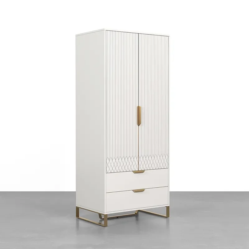 Modern white high wardrobe with storage bedroom cabinet clothing wardrobe