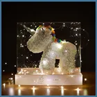 Light Unicorn Rose Unicorn Flower Foam Roses With Transparent Plastic Box LED Night Light For Gifts