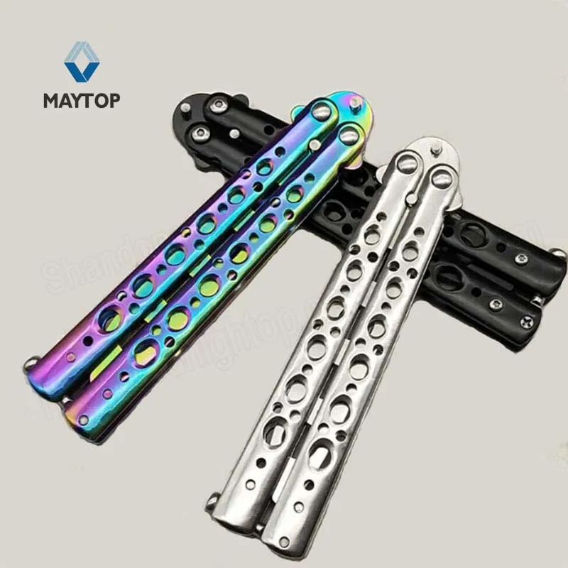 Spider Butterfly Knife Rainbow TRAINER Dull Balisong w/ Spring Latch –  Slash2Gash