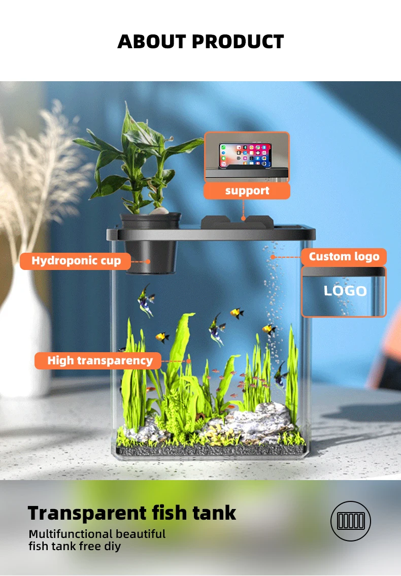 Wannuo Transparent Fish Tank Set Unbreakable Material Fish Tank Ornamental Fish Tank Made Of Environmentally Friendly Materials details