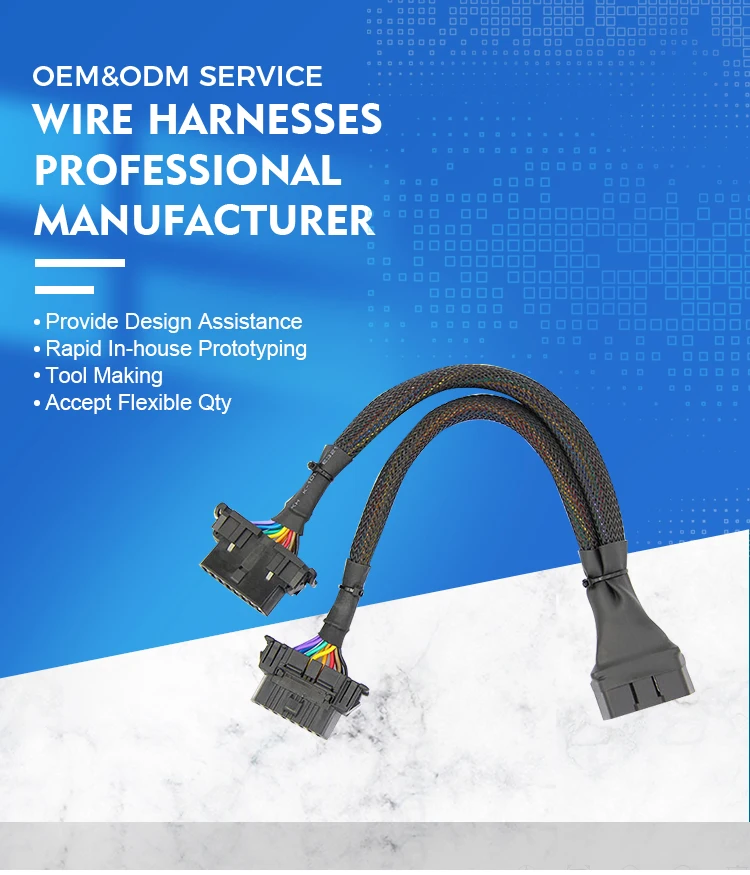 product 16pin right male to female y cable obd2 obd ii male y splitter diagnostic scanner fault code reader for obd2-2