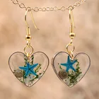 Heart Earrings Fashion Peach Heart Shaped Natural Starfish Earrings Acrylic Clear Resin Starfish Earrings Wholesale