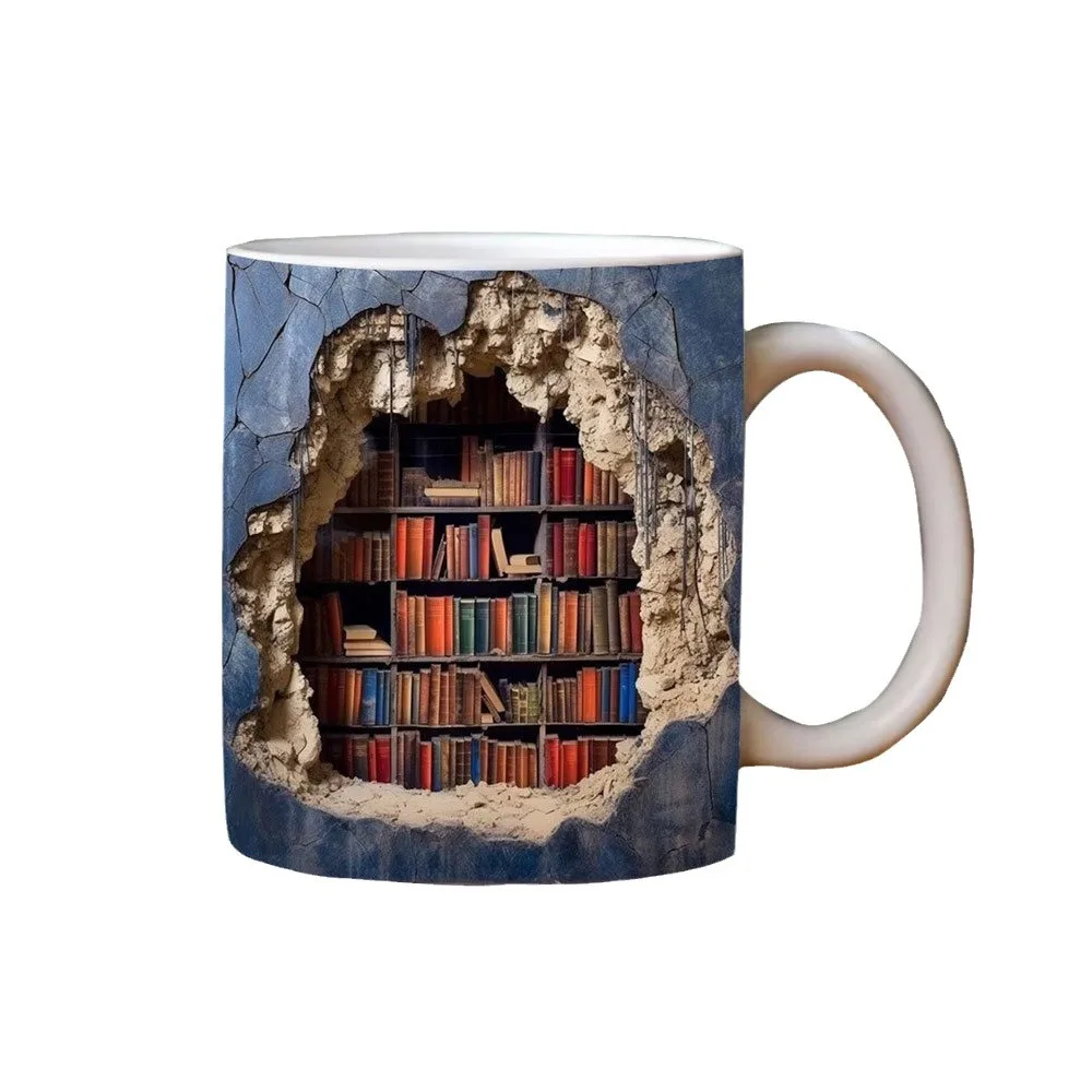 3D Bookshelf Mug Coffee Mugs Creative Space Design Multi-Purpose Ceramic  Creative Ceramic Coffee Mugs