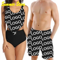 custom wholesale 2022 plus size with logo floral luxury hot sale couple halter cover up swimsuits woman men 2023 swimwear