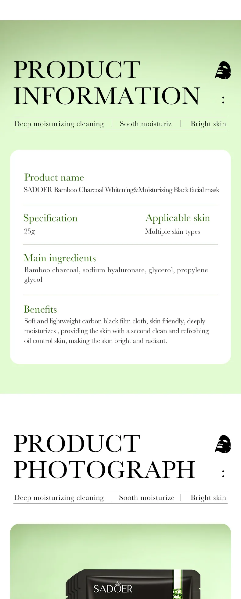 Nourishing Facial Sheet Mask Set Vitamin C Skincare for Face Collagen Charcoal Whitening Mask