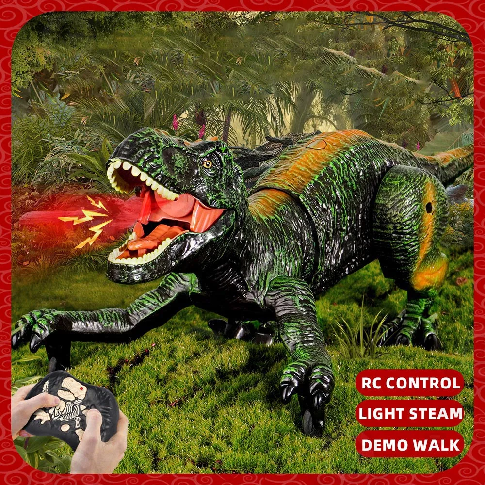 Walking Simulation Model Radio Control Toys 2.4Ghz RC Walking Dinosaur Toys With Spray For Kids