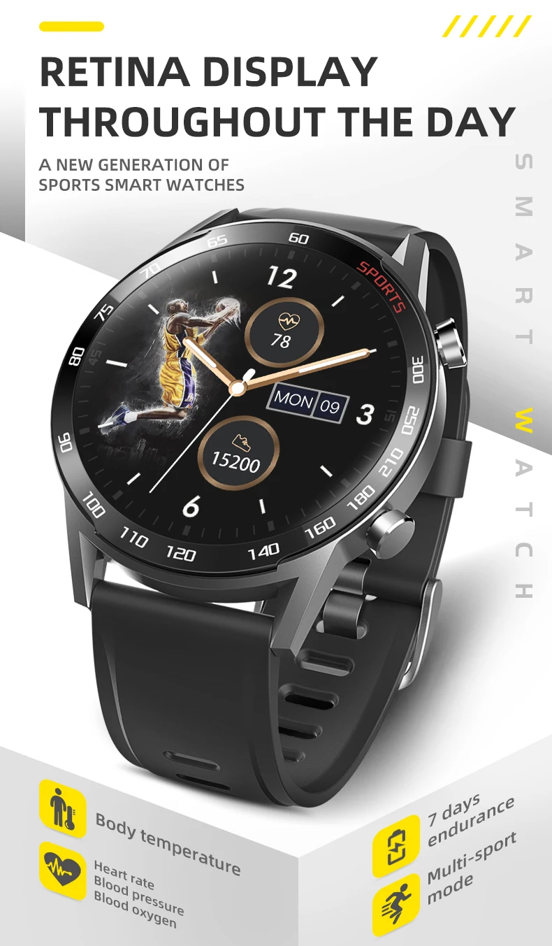 DiGear  New Smart Watch T23 With Body Temperature Heart Rate Blood Pressure Blood Oxygen Fitness tracker Smart Bracelet