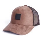 2022 Leather Patch Trucker Hats Suede Trucker Gorras Wholesale Men Custom Logo Vintage Trucker Hat Cap