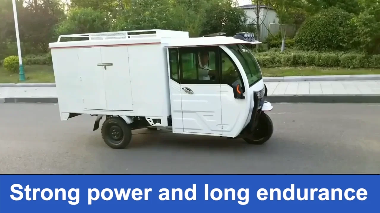 fully enclosed express delivery vehicle three - wheeled electric