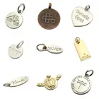 Antioxidant Bracelet Charm Custom Gold Logo Engraved Stamped Silver Jewelry Charms Tag For Pendant