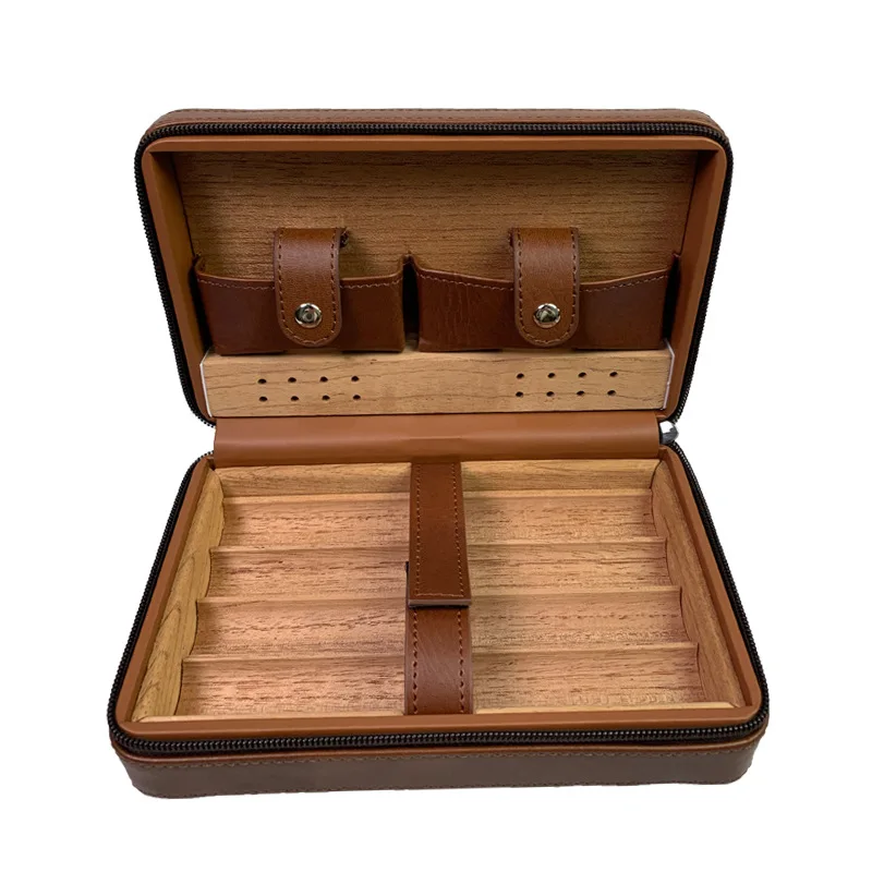 Cedar Wood High End Cigar Humidor Travel Cigar Holder Set Portable