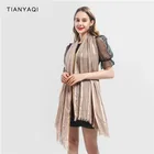 Design Women China Manufacturer Custom Brand Design Gold Silver Trim Long Print Silk Scarf Packaging Women