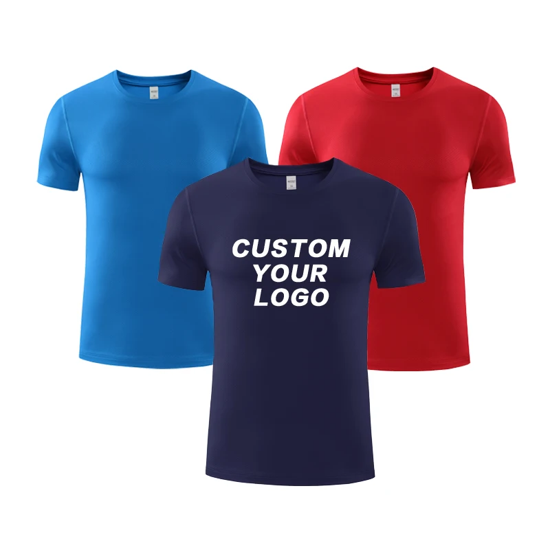 Wholesale Custom Printing Logo Classic Round Neck Polyester Tshirt Sports Quick Dry T Shirt