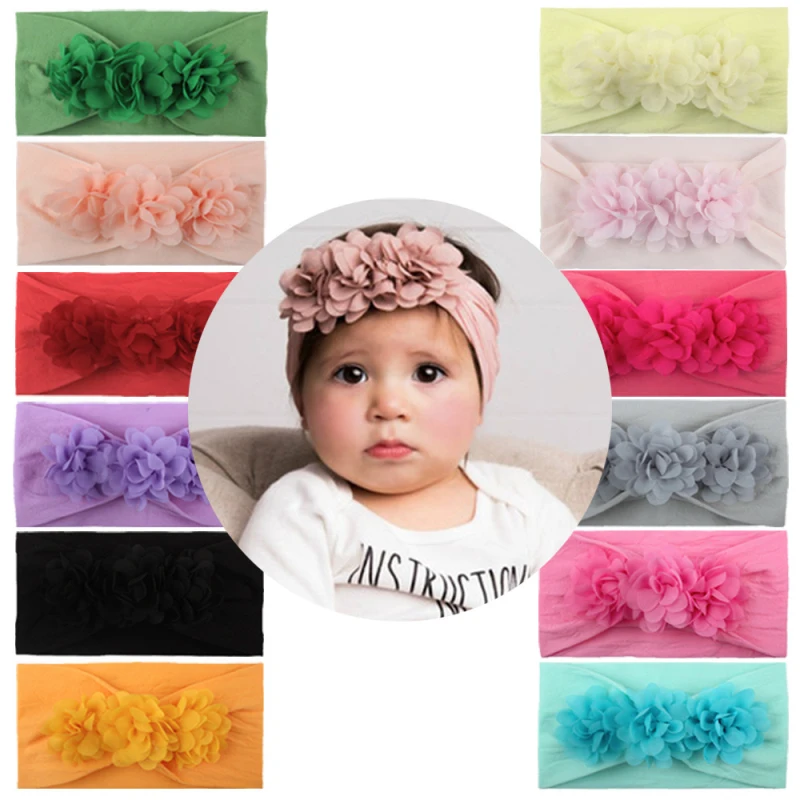 ToddlerNewborn Baby Girl Floral Knot Headband Stretch Hairband Headwear Hearwrap