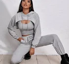 Sweatpants And Hoodie Set Custom Cotton Jogger Sets Women Custom Crop Top 2 Piece Hoodie Set
