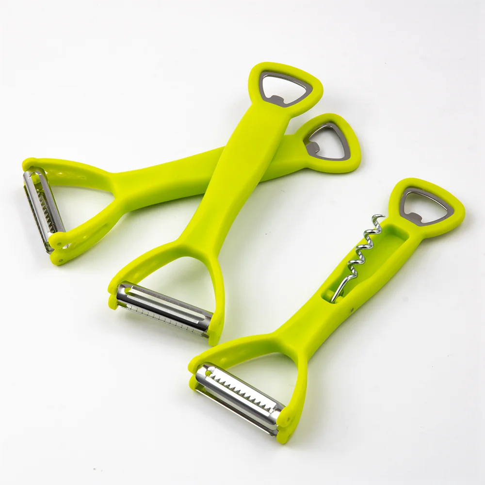 4 in 1 Kitchen Accessories Stainless Steel Fruit Vegetable peeler And Bottle Opener With PP Handle