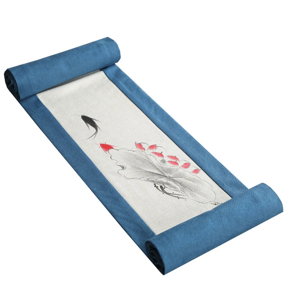 Freehand Sketching Tea Space Conference Living Room Canteen Long Chinese Style Rectangle Household Flax Tablecloth
