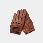 Leather Gloves Leather Customized Men's Retro Leather Full Finger Car Driving Gloves Motorcycle PU Leather Drive Gloves