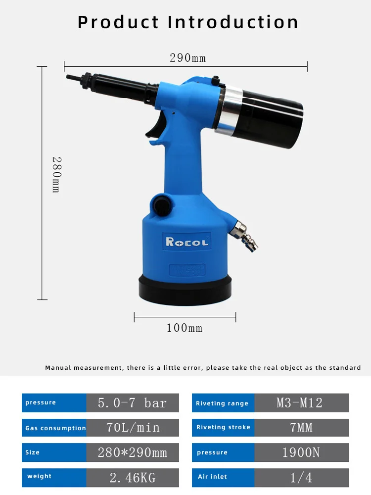 Pneumatic Air Rivet Nut Gun M3m4m5m6m8m10m12 Air Hydraulic Riveting