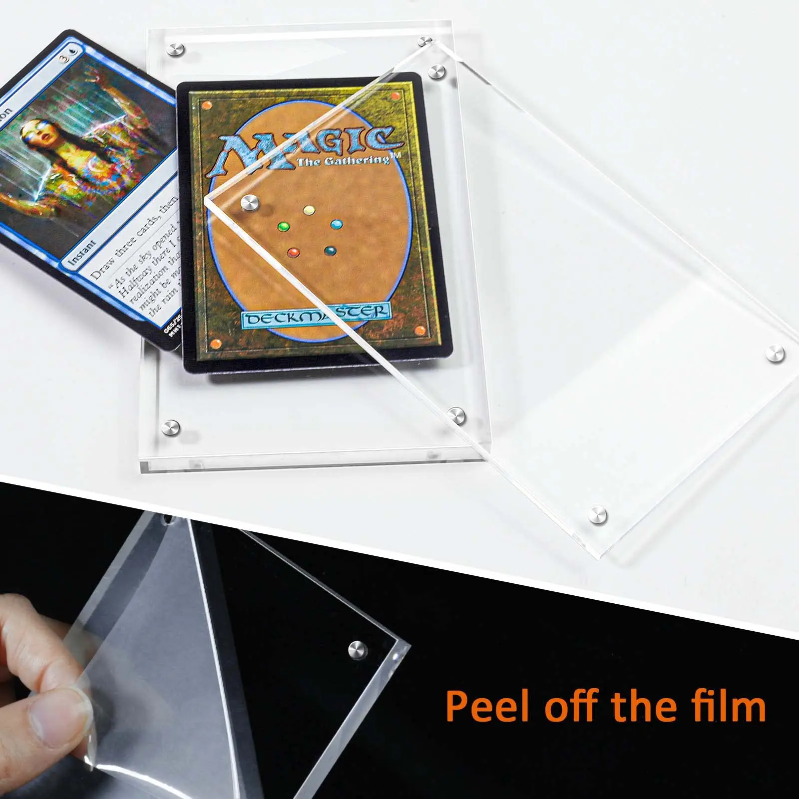 product modern acrylic card frame eco friendly magnetic trading card display frames clear desktop display-6