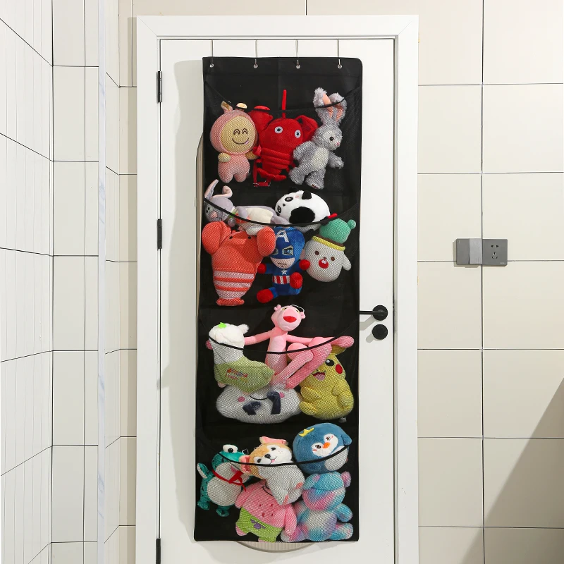 The Stuffed Animal Storage Bag Over Door Organizer for Stuffies Toy Plush Storage Hammock Hanging Storage Net Bag