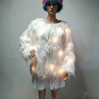 Coat Winter Woman Coat Winter Women White Color Imitation Long Faux Fur Coat For Ladies Warm Yellow LED Lights