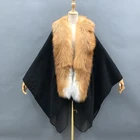 Shawl Fur Fur Collar Shawl New Arrival Autumn Winter Soft Feeling Knitted Shawl With Real Fur Collar Plus Size Women