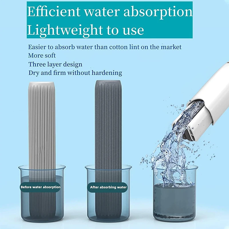 Portable Mini Self-Squeeze Sponge Mop Lazy Hand-Free Design Foldable 2 Cotton Heads for Household Desktop Car Glass Cleaning