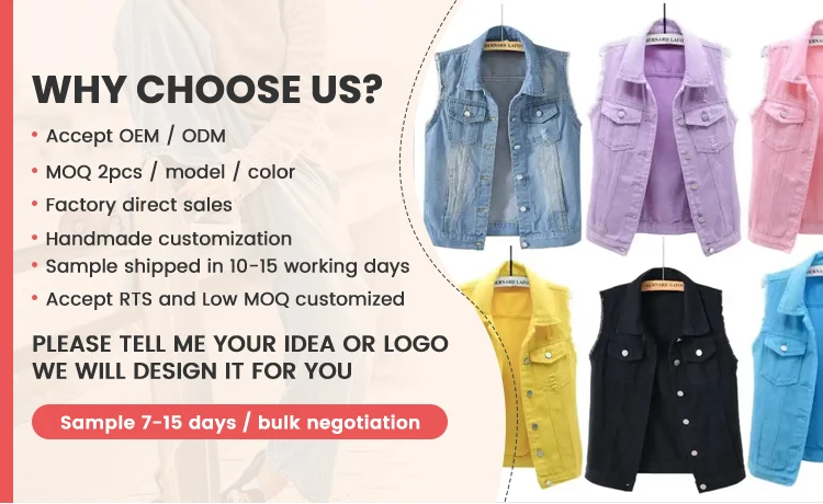 Plus Size Women's Clothing Women's Cowboy Vest Ladies Slim Raw Selvedge Plus Size 6xl Short Vests Denim Jeans Motorcycle Jacket manufacture