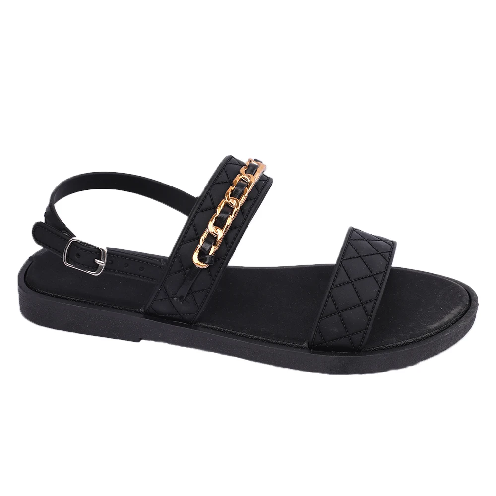 OEM ODM flat sandals women famous brands PVC PU chain soft insole wholesale women's summer sandal  outdoor designer slippers