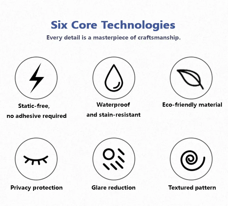 PVC Window Film Home & Office Electrostatic Film Removable Privacy Protection Film