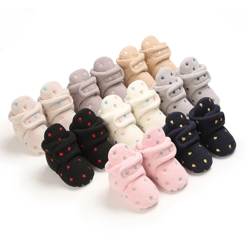 Baby Lined Fleece Booties Soft Soles Winter Warm Cute Animal Non-Skid Toddler Kid First Walkers Slippers Shoe 