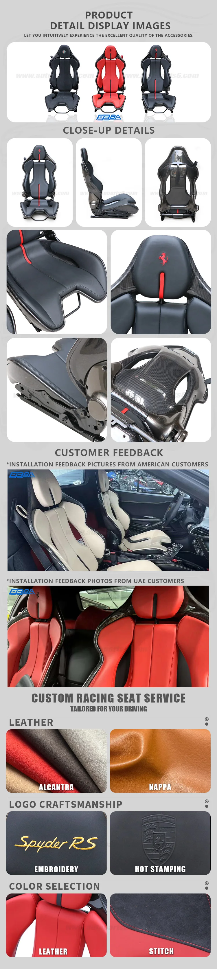 product high quality customizable car seats dry carbon fiber car racing seats for ferrari 488163-3