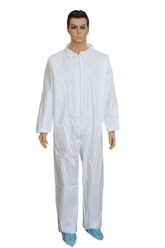 Chemical Antistatic Waterproof Breathable Disposable Clothing Industrial Overalls PP SMS Microporous White Protective Coverall