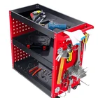 Metal Trolley 4 Wheels 3 Layer Garage Trolley Steel Metal Red Workshop Mechanic Tools Cart