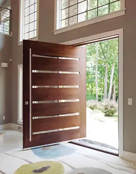 ALUFRONT Modern Design Villas Black Profile Aluminum Frame Front Entry Pivoting Doors for Houses