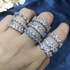 Diamond Ring New Fashion 925 Sterling Silver Bling Bling Eternity Baguette Diamond Ring For Women
