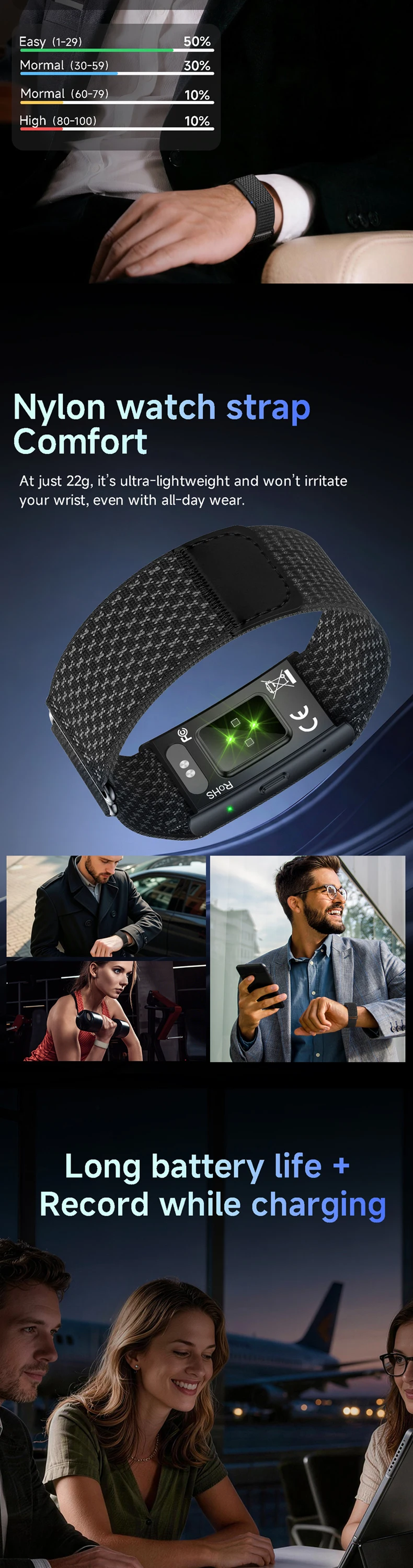 product 2026 smartwatch bracelet voice dictation ai summarization fitness tracker heart rate sleep monitoring bt53 smart bracelet es100-4