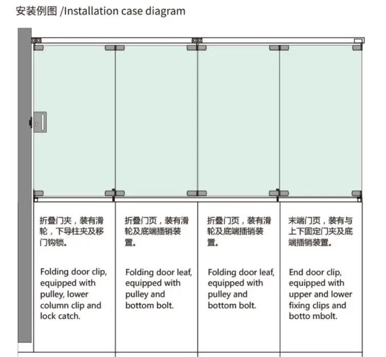 Panels Sliding Bi Folding Door Stainless Steel Hinge Hardware