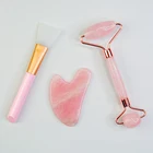 Quartz Roller Set Hot Selling Product Natural Stone Facial Massager Pink Rose Quartz Roller Set
