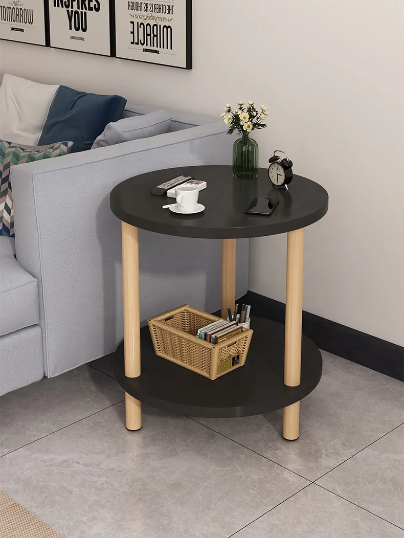 Bedroom double layer Circle small Cabinet Simple mini  side tea table Household storage bedside cabinet