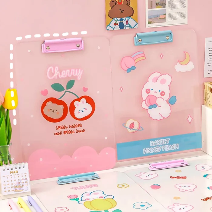 Cute Clip Boards Custom Print Transparent Plastic Acrylic Drawing