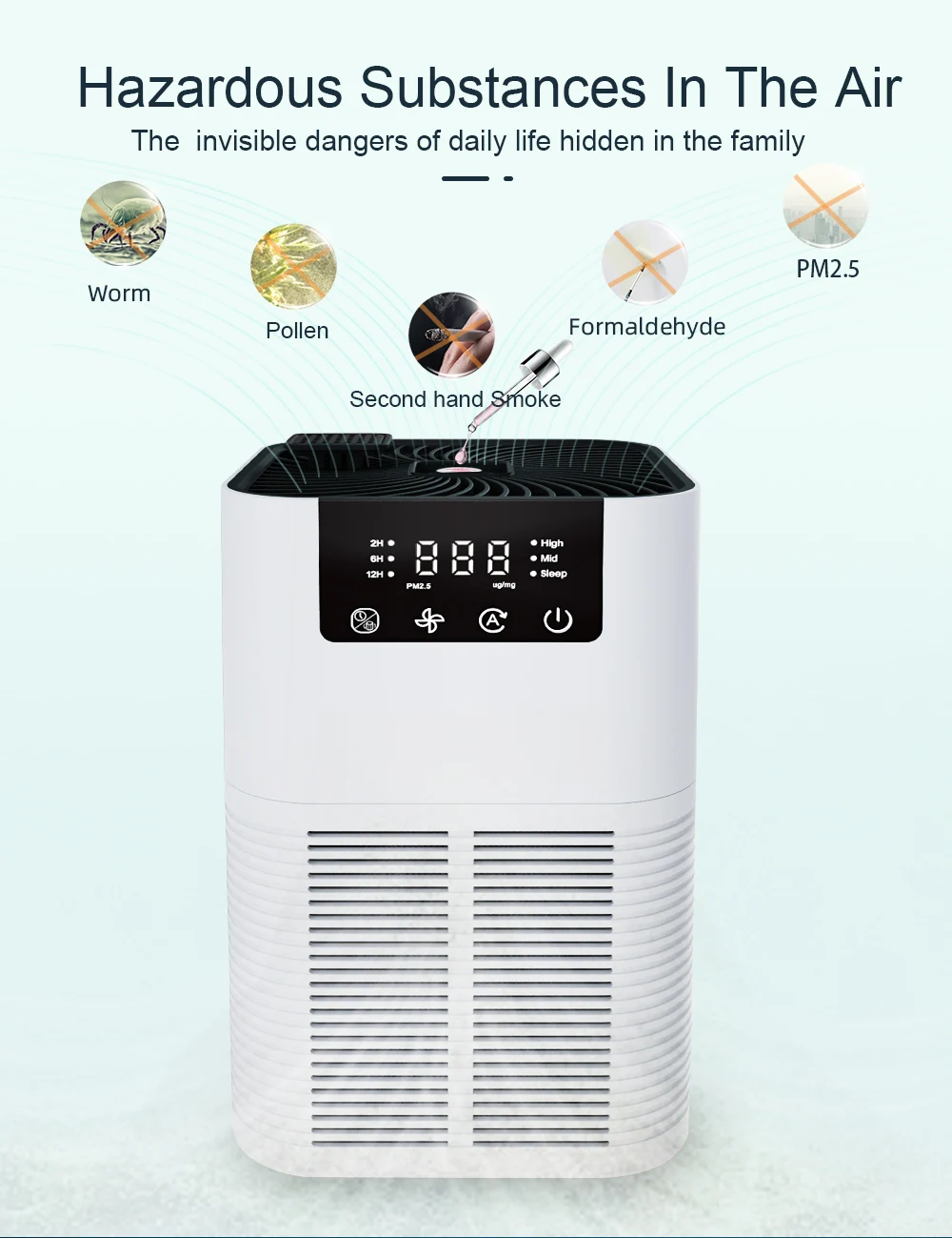 Air Purifier, HEPA, Portable, CADR, LED - detail 10