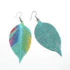Earrings Dangle Fashion Ladies Spray Paint Color Leaf Earrings Casual Personality Long Leaf Dangle Earrings