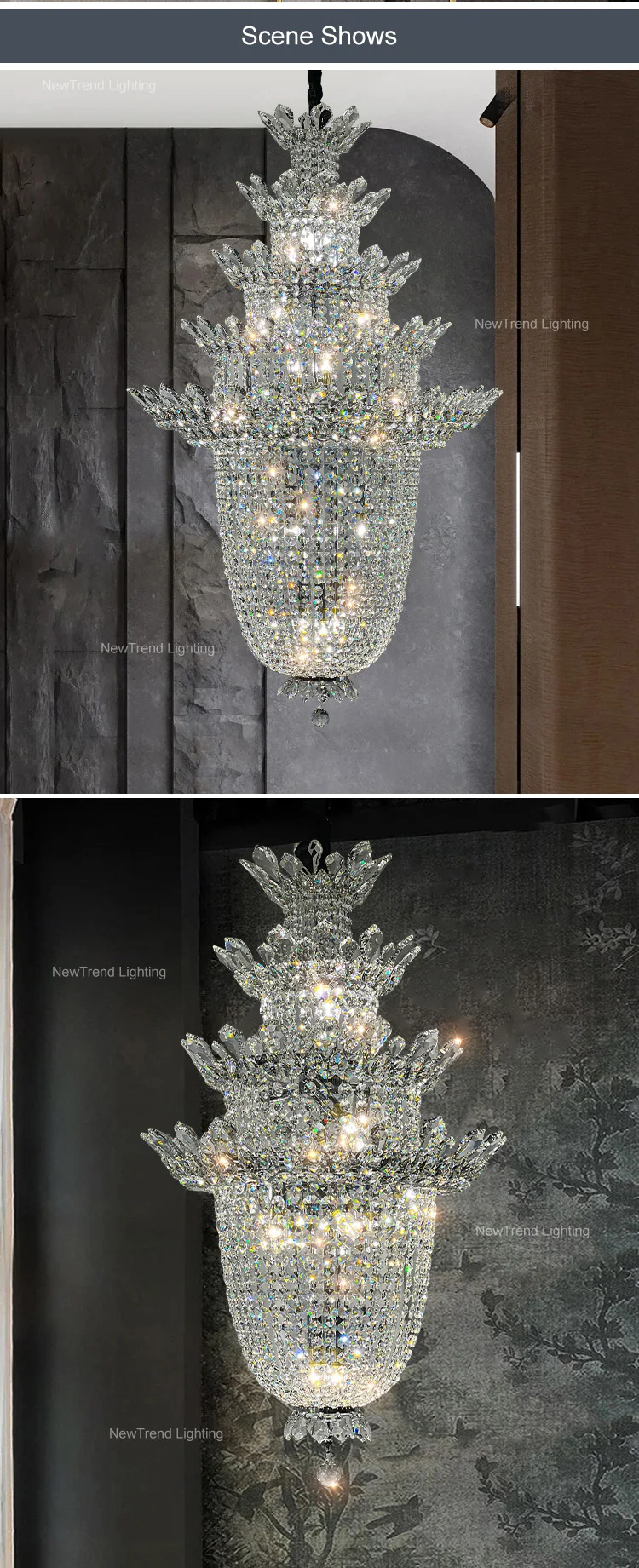 cpl 287 luxury style indoor decoration custom fixtures hotel lobby hall villa led crystal chandelier lamp -4