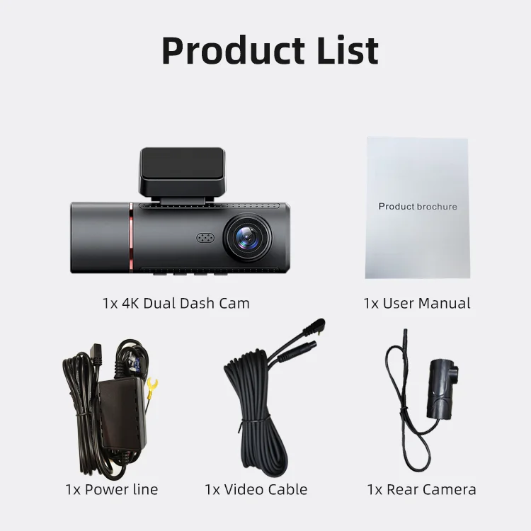 4k Dash Cam with Wifi Gps Car Dvr 3 Camera 4k+1080P+1080P Dash Cam 3 Channel 64Gb Black Box F1.8 with 3 Inches LCD for Agent manufacture
