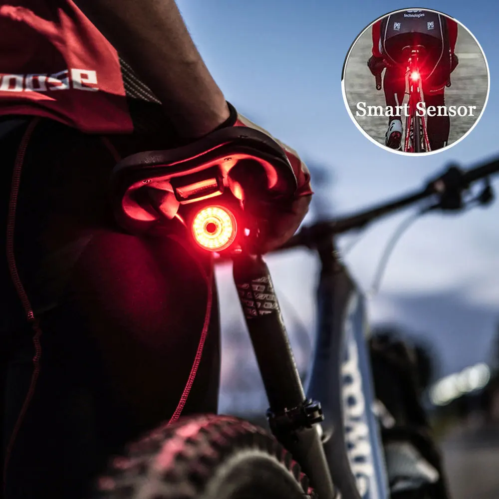 Bicycle Smart Auto Brake Sensing Bike rear break light waterproof bike tail ligh 