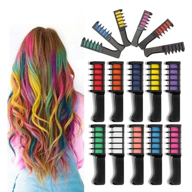 Christmas Birthday Party 10 Colors Hair Chalk Temporary Bright Washable Hair  Color Dye Chalk Comb For Girls Kids - Buy Hair Chalk,Chalk Hair Dye,Hair  Chalk Comb Product on 